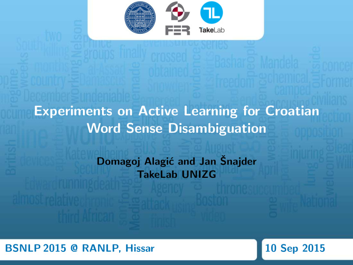 experiments on active learning for croatian word sense