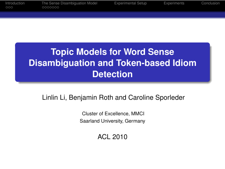 topic models for word sense disambiguation and token