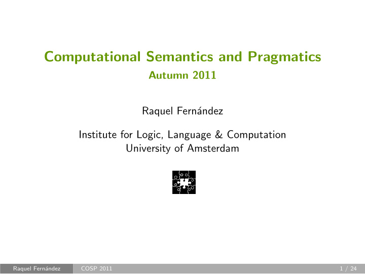 computational semantics and pragmatics