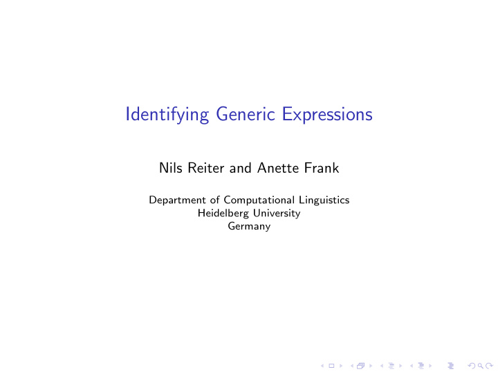 identifying generic expressions