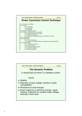 Power Converters Control Technique  10.1 The Dynamic Problem  10.2 Control    10.2.1