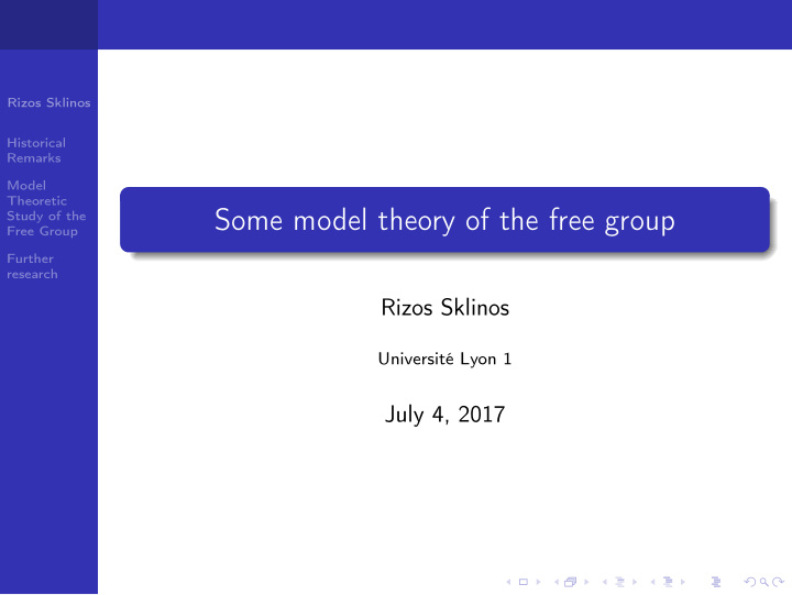 some model theory of the free group