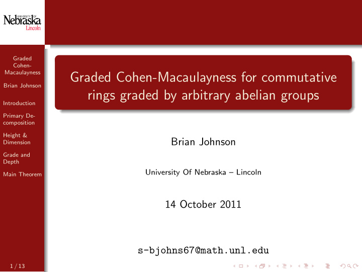 graded cohen macaulayness for commutative