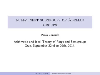 fully inert subgroups of Abelian  groups  Paolo Zanardo  Arithmetic and Ideal Theory of Rings and