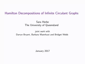 Hamilton Decompositions of Infinite Circulant Graphs  Sara Herke  The University of Queensland