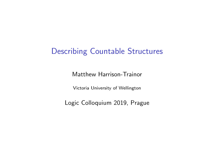 describing countable structures