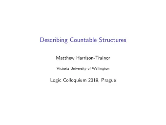 Describing Countable Structures  Matthew Harrison-Trainor  Victoria University of Wellington  Logic