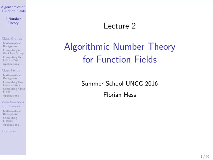 algorithmic number theory