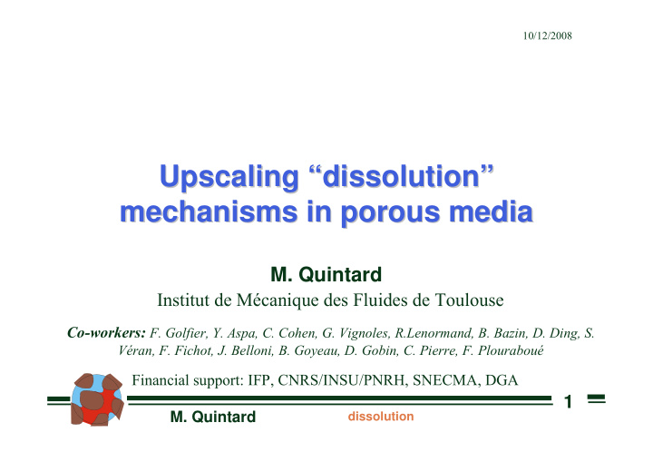 upscaling dissolution dissolution upscaling mechanisms in