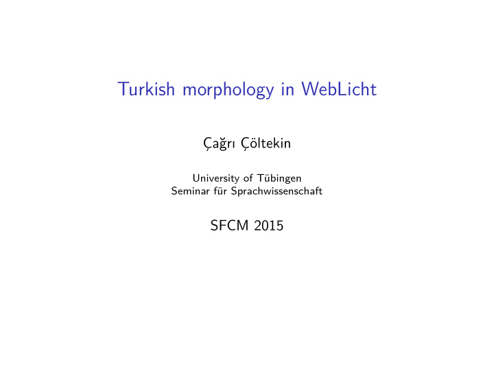 turkish morphology in weblicht