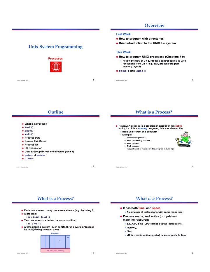 how to program unix processes chapters 7 9 processes