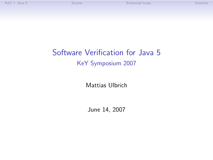 software verification for java 5