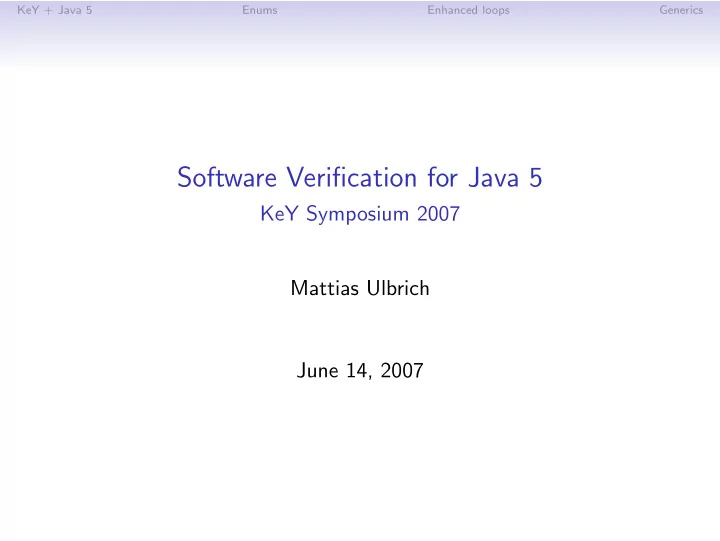 software verification for java 5