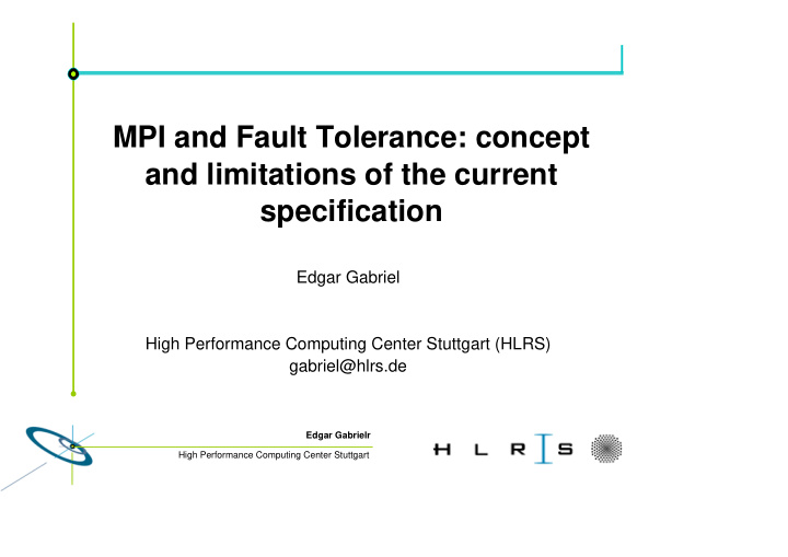 mpi and fault tolerance concept and limitations of the
