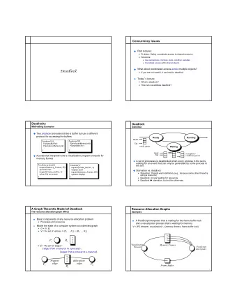 Deadlock  If you are not careful, it can lead to deadlock Today  s lecture:  What is