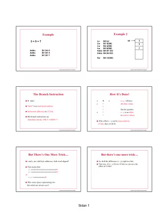 Sidan 1  How does the structure work?  To calculate the branch address  Instruction memory  x  B  z