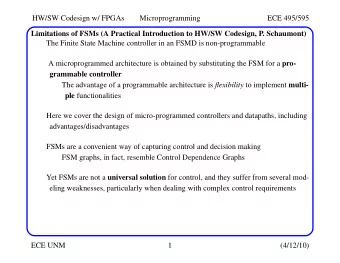 HW/SW Codesign w/ FPGAs  Microprogramming  ECE 495/595  Limitations of FSMs (A Practical
