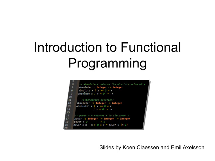 introduction to functional programming