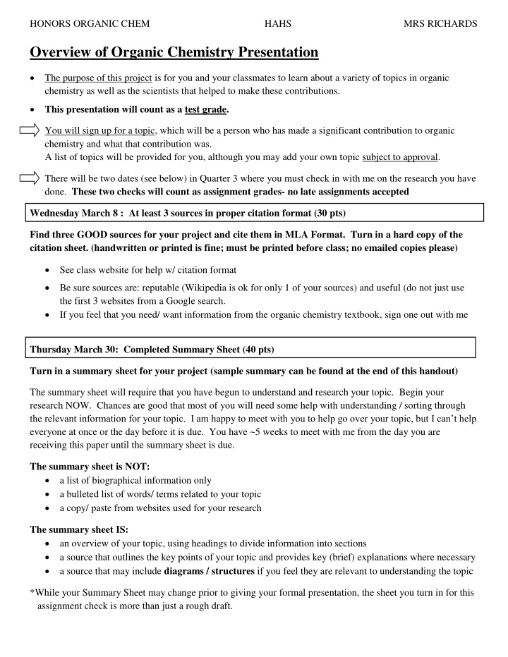 overview of organic chemistry presentation