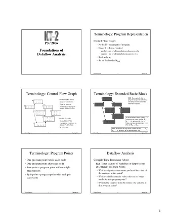 Foundations of   pred(n) = set of all immediate predecessors of n  Dataflow Analysis