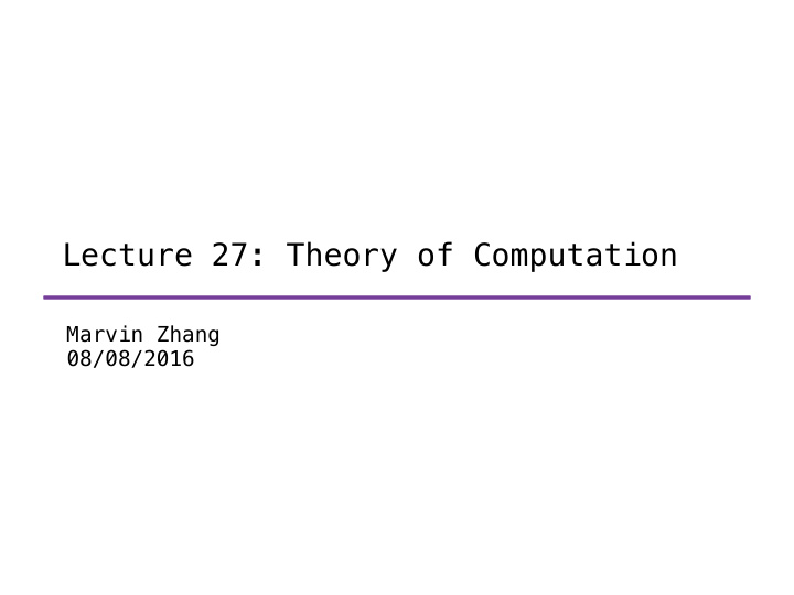 lecture 27 theory of computation