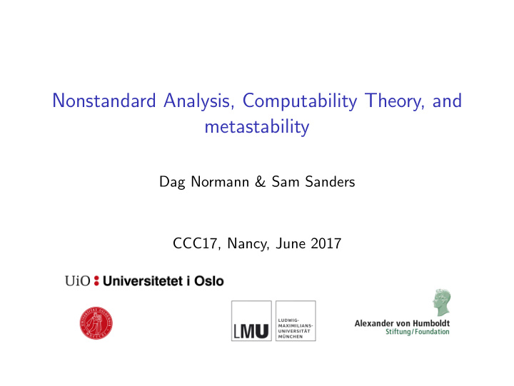 nonstandard analysis computability theory and