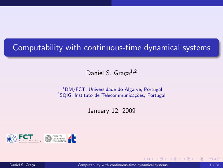 computability with continuous time dynamical systems