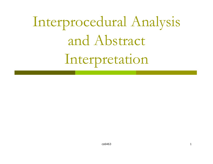 interprocedural analysis and abstract interpretation