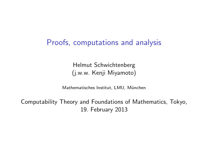 proofs computations and analysis