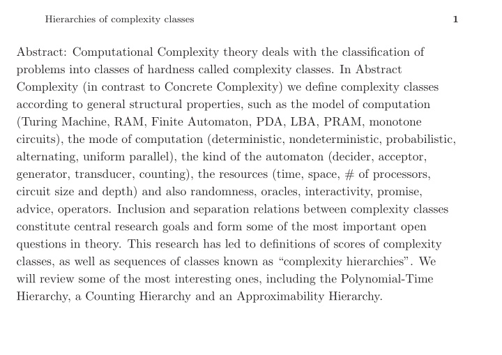 abstract computational complexity theory deals with the