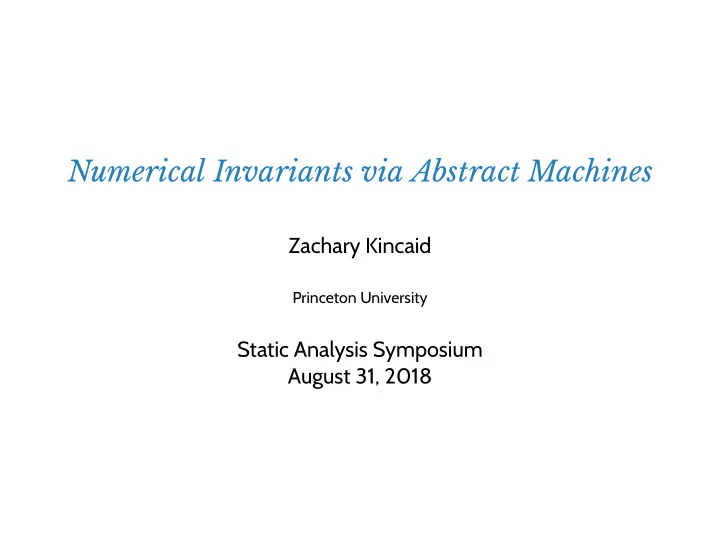 numerical invariants via abstract machines compositional