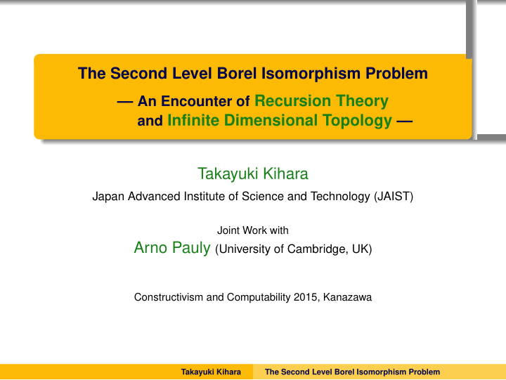 the second level borel isomorphism problem an encounter