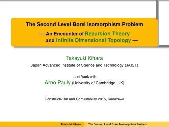 The Second Level Borel Isomorphism Problem  An Encounter of Recursion Theory and Infinite