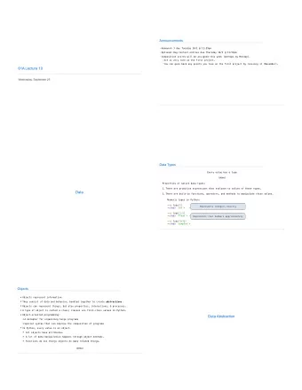 61A Lecture 10  Wednesday, September 25  2  Data Types  Every value has a type  (demo)  Properties