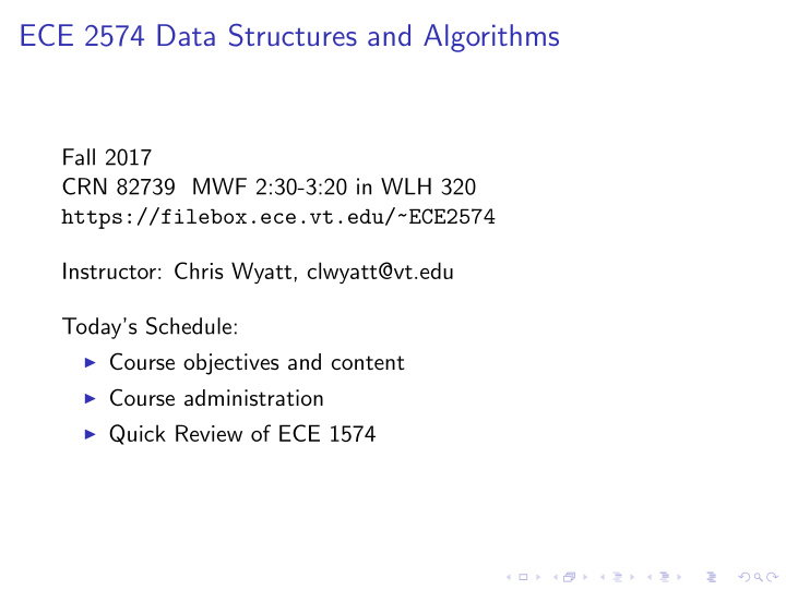 ece 2574 data structures and algorithms
