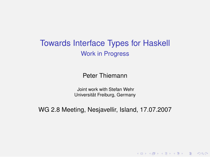 towards interface types for haskell