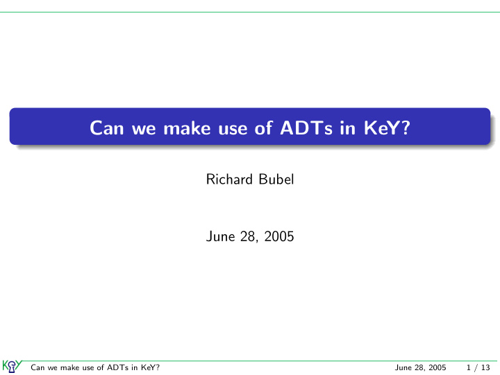 can we make use of adts in key