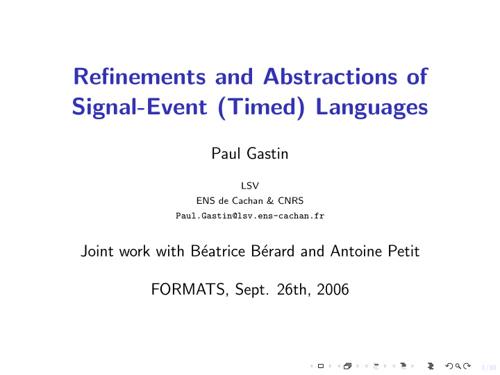 refinements and abstractions of signal event timed