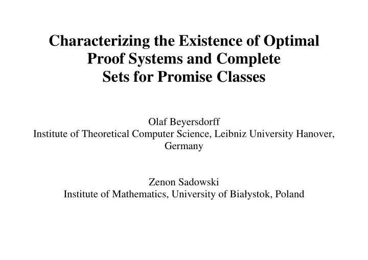 characterizing the existence of optimal proof systems and