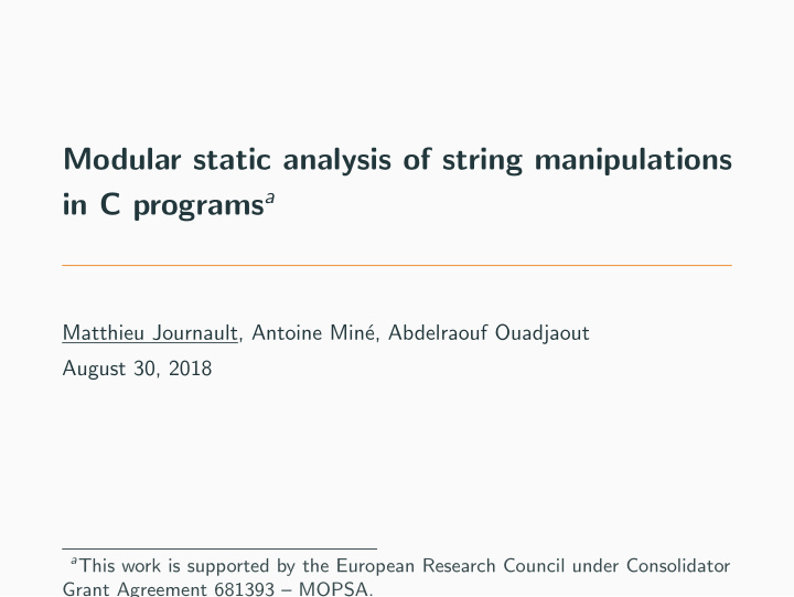 modular static analysis of string manipulations