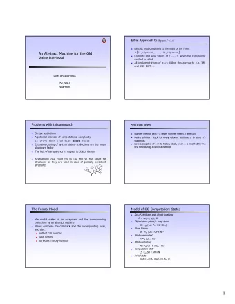 1  Model of OO Computation: Transitions  Model of OO Computation: Transitions cont.  Let cs = (sh,