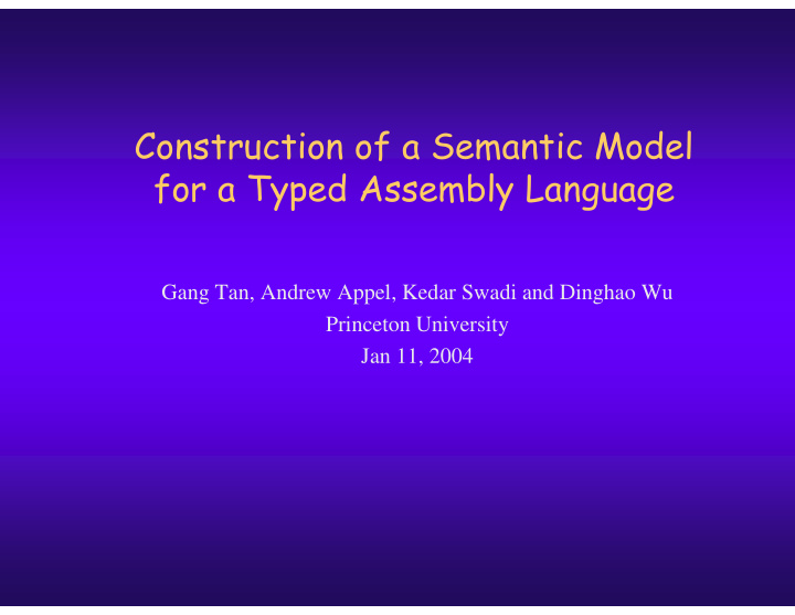 construction of a semantic model construction of a