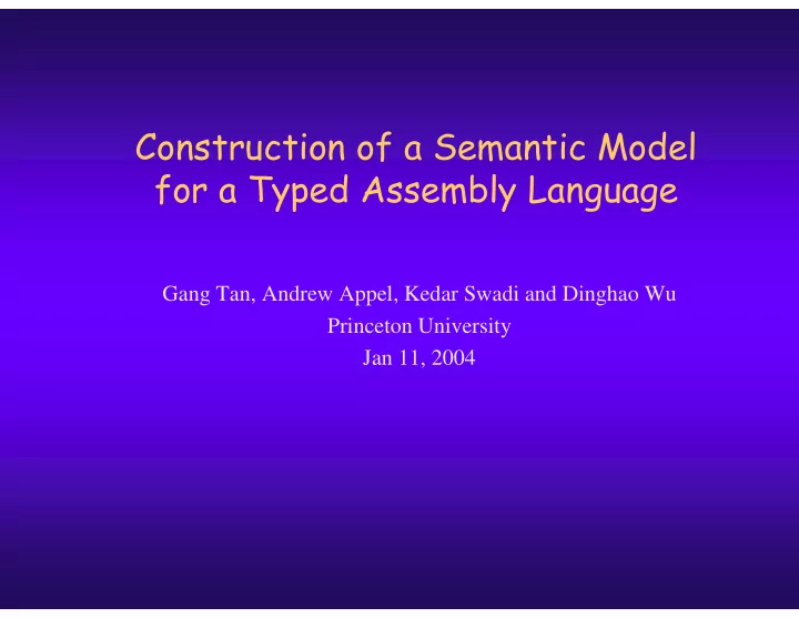 construction of a semantic model construction of a