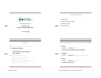 C ONTENT T HE T HREE B ASIC W AYS OF I NTRODUCING T HEOREMS  Axioms :  Intro &amp;