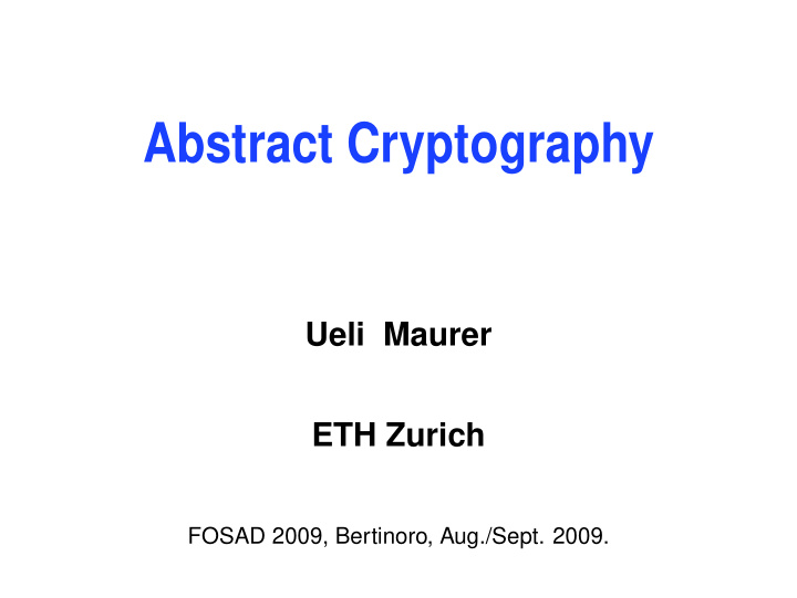 abstract cryptography