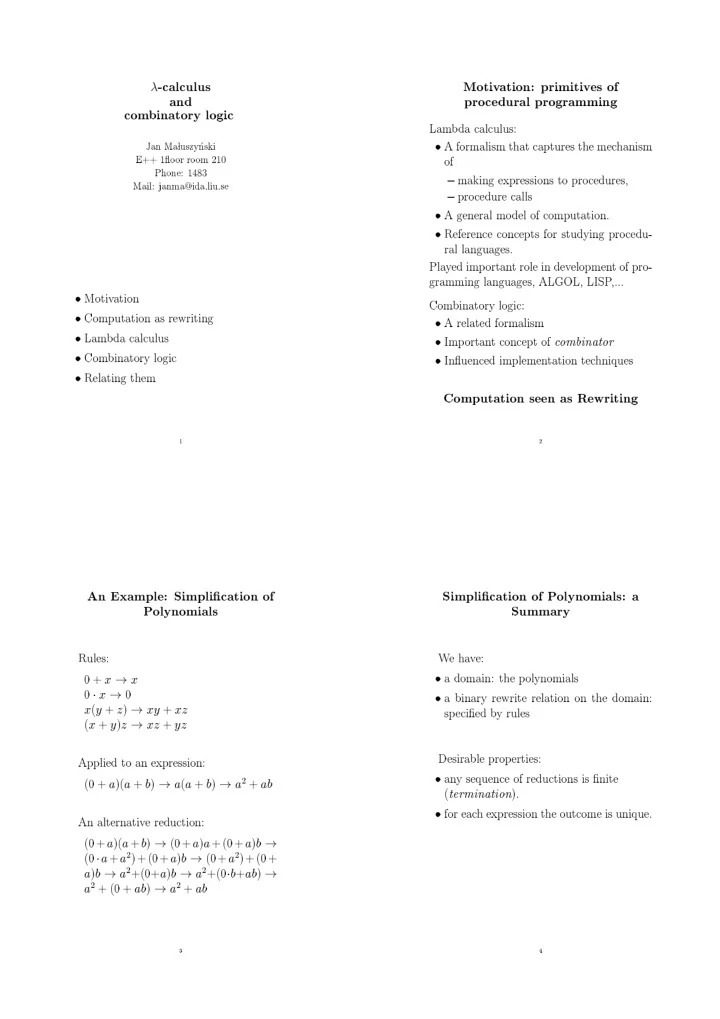 calculus motiv ation primitiv es of and pro cedural