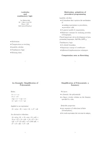 -calculus  Motiv  ation:  primitiv  es  of  and  pro  cedural  programming  com  binatory