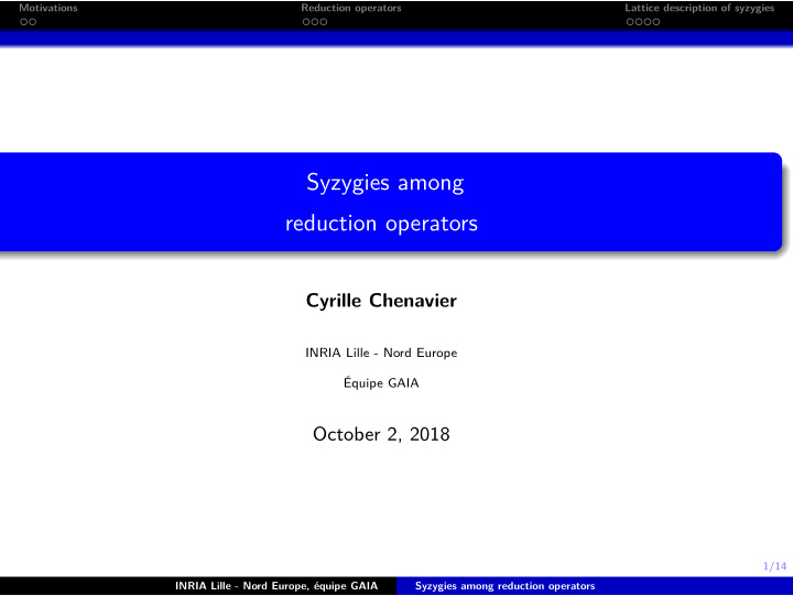 syzygies among reduction operators