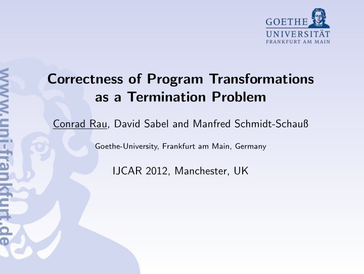 correctness of program transformations as a termination