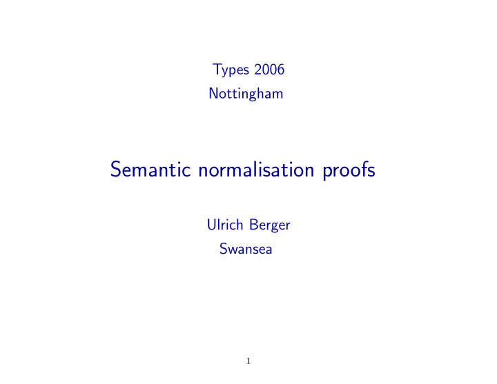 semantic normalisation proofs